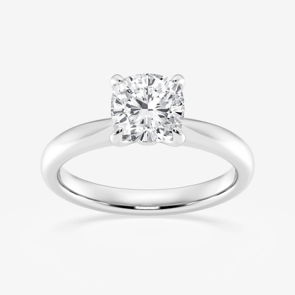 1 1/2 ctw Cushion Lab Grown Diamond Petite Solitaire Engagement Ring